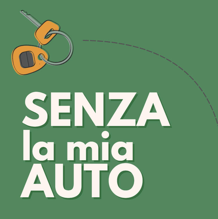 Cover di Senza la mia auto un mazzo di chiavi gettato via su fondo verde con il titolo Senza la mia auto